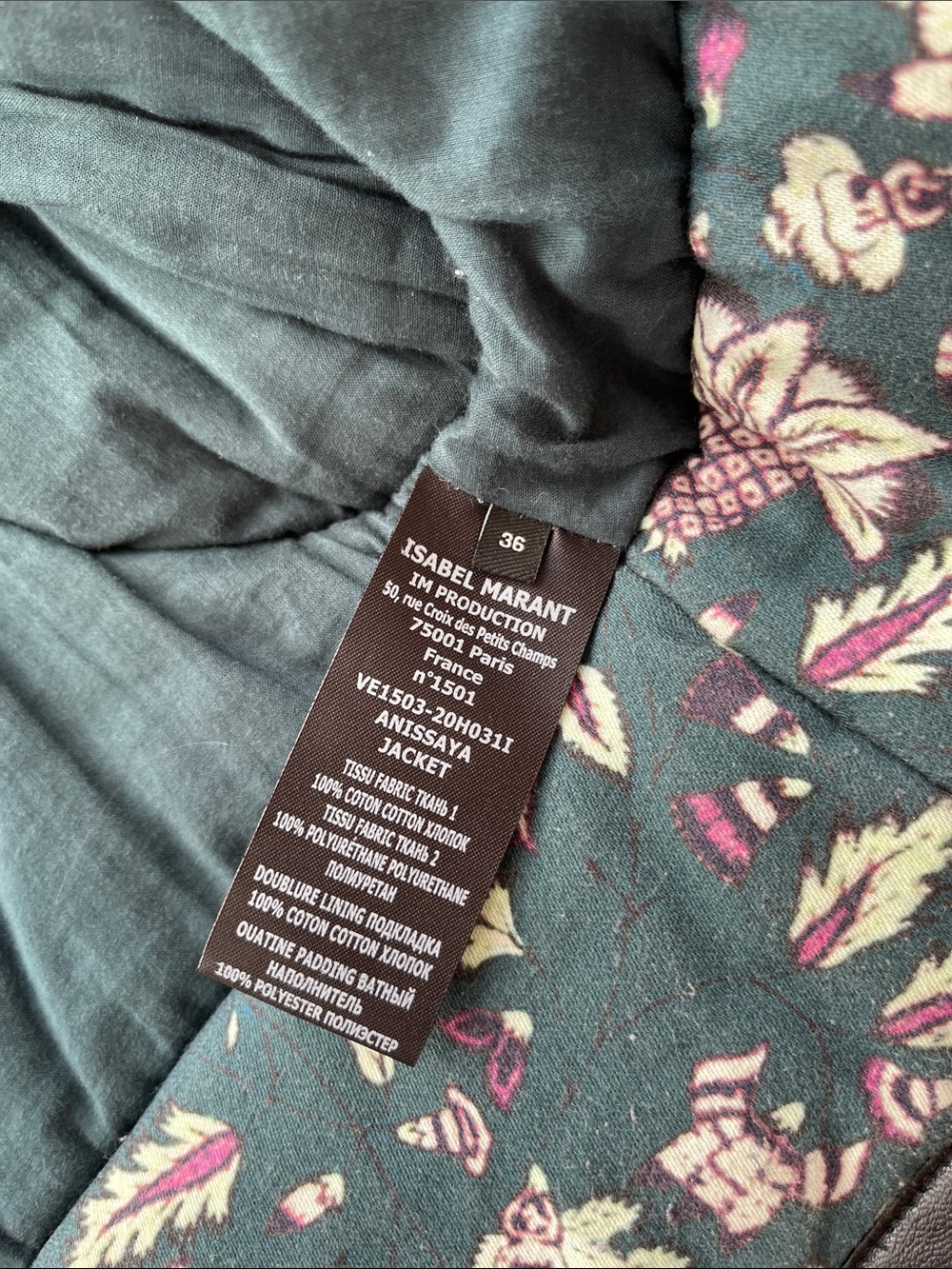 Isabel Marant Dark Green Floral Quilted Puffer Jacket/Vest - Picture 8 of 9